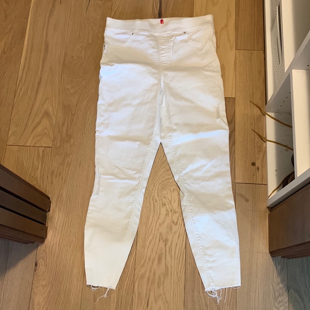 White Distressed Skinny Jeans Size Large